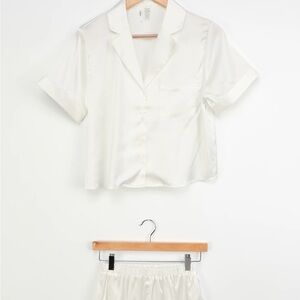 Women's White Satin Pajama Set